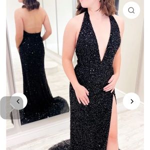 Beautiful Black beaded dress with lace.